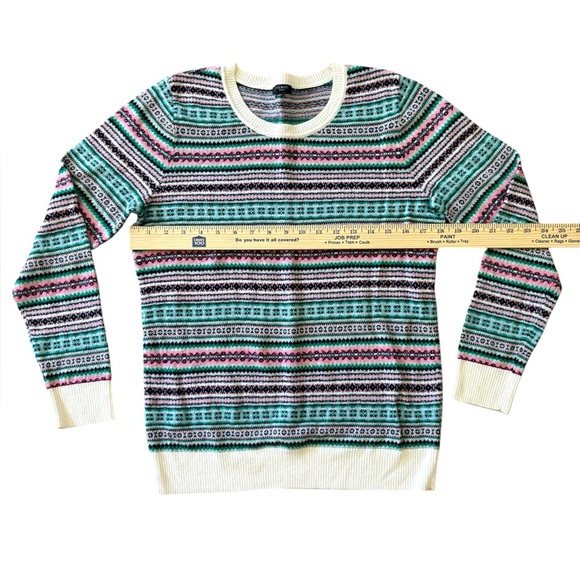 Talbots Womens Fair Isle Wool Crew Neck Sweater Multicolor Striped Petite M - Picture 4 of 7